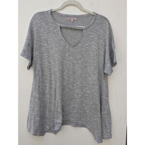 Juicy Couture Top Shirt Sharkbite Tee Keyhole Short Sleeve Gray Size Medium